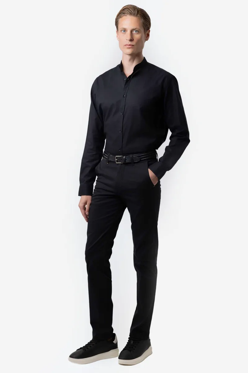 The Bostonians ανδρικό παντελόνι chino gabardine Regular Fit - CN07187963 Μαύρο