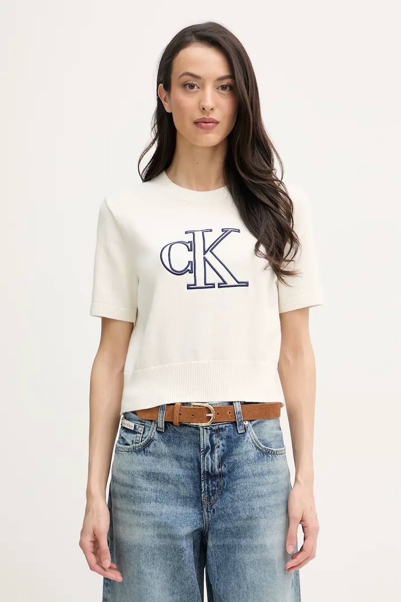 Calvin Klein Jeans πλεκτό t-shirt γυναικείο βαμβακερό