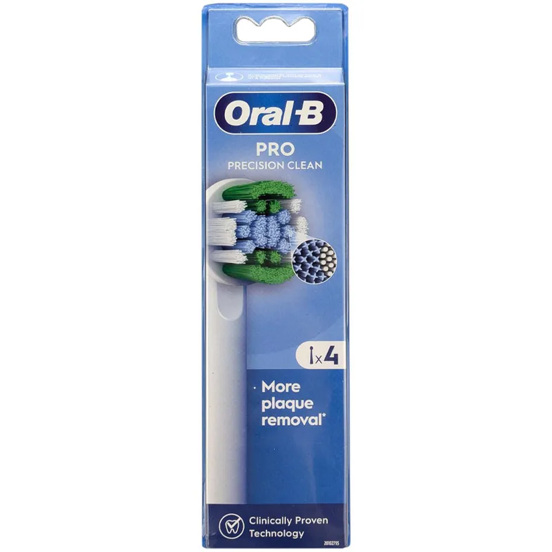 Oral-B Pro Precision Clean Medium Electric Toothbrush Head White Ανταλλακτικές Κεφαλές Ηλεκτρικής Οδοντόβουρτσας για Αφαίρεση της Πλάκας, με Μεσαίας Σκληρότητας Ίνες & Ένδειξη Αντικατάστασης Κεφαλής 4 Τεμάχια