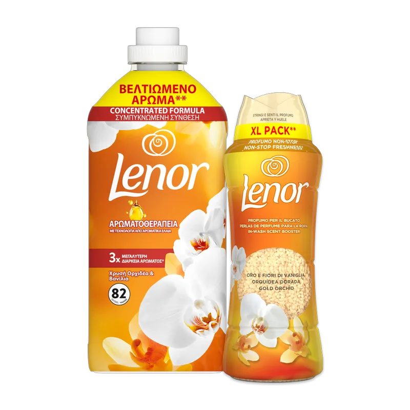 Lenor Joy Χρυσό Orchid Set Μαλακτικό 82μεζ & Unstoppables 495gr