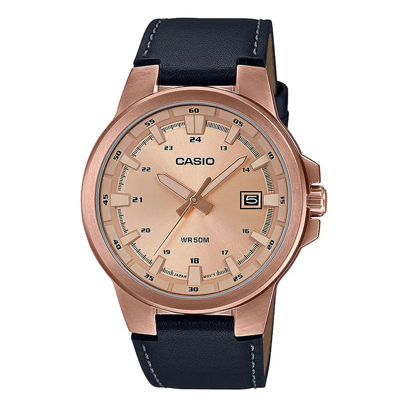 CASIO Enticer Black Leather Strap MTP-E173RL-5AVEF
