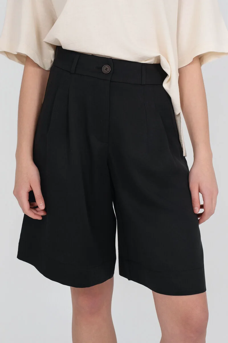 Philosophy Lyocell Pleated Shorts TR44585 Μαύρο