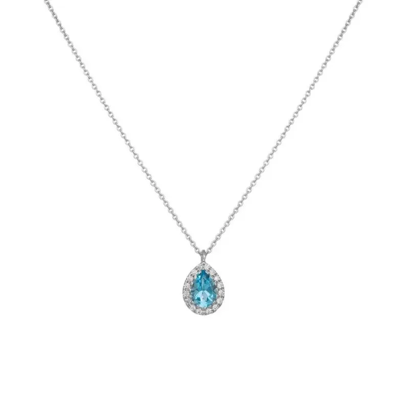 Λευκόχρυσο γυναικείο κολιέ Κ18 Topaz Swiss Blue 042429 042429 Χρυσός 18 Καράτια
