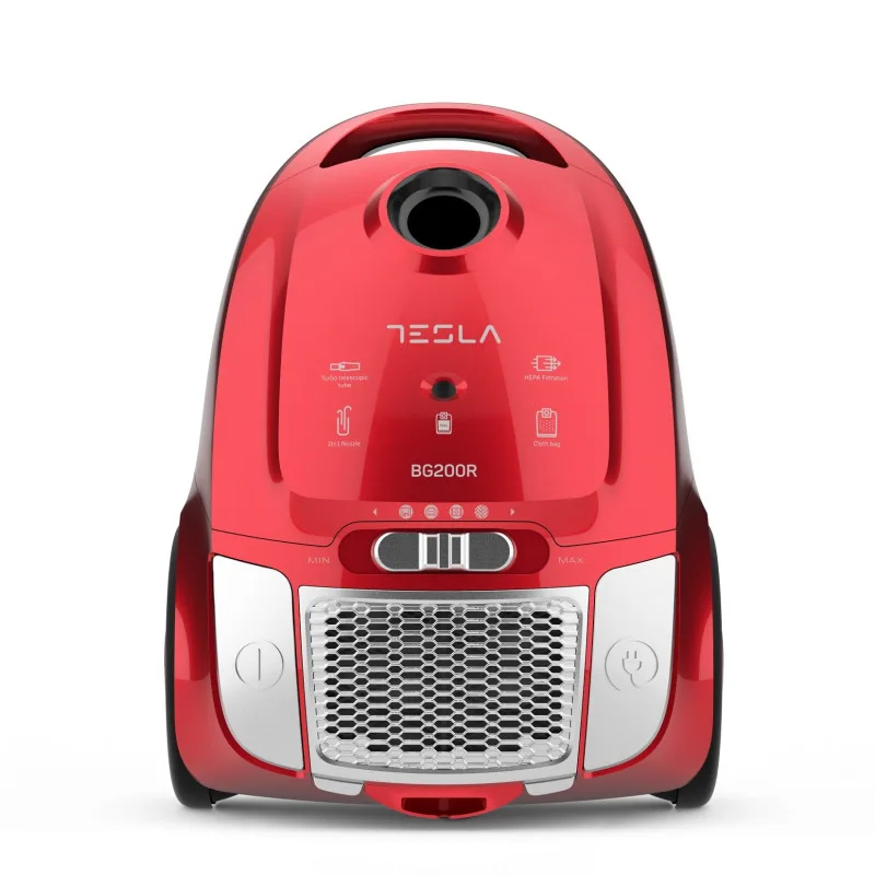 Ηλεκτρική σκούπα με σακούλα Tesla BG200R, 800W, σακούλα με χωρητικότητα 2 λίτρων, Πλενόμενο φίλτρο HEPA, 76 dB, Κόκκινο χρώμα