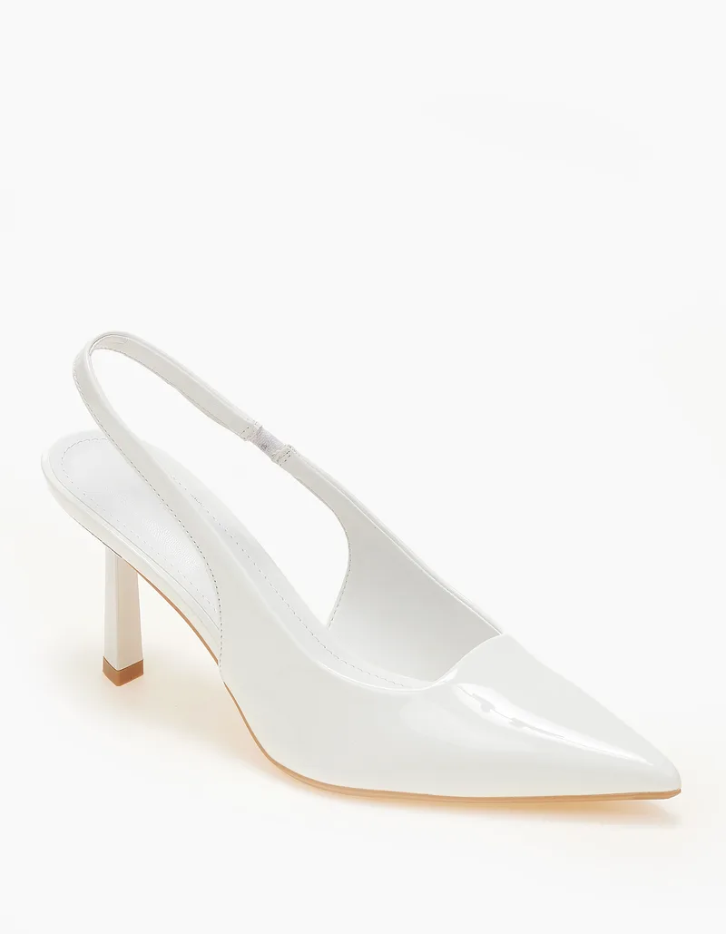 Slingback γόβες με ιδιαίτερο τακούνι - Λευκό
