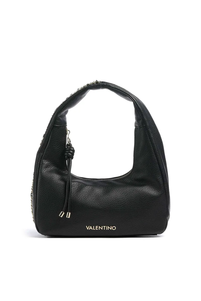 Valentino γυναικεία τσάντα ώμου hobo με ανάγλυφο και μεταλλικό λογότυπο "Harmonia" - 73LVBS9OT08/HAR Μαύρο
