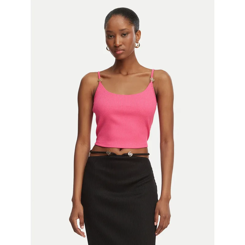 Guess Τοπ E6GP01 KG322 Ροζ Slim Fit