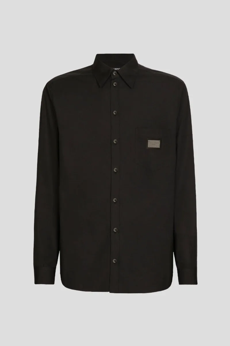 DOLCE&GABBANA Ανδρικό Μαύρο Branded Tag Martini Shirt
