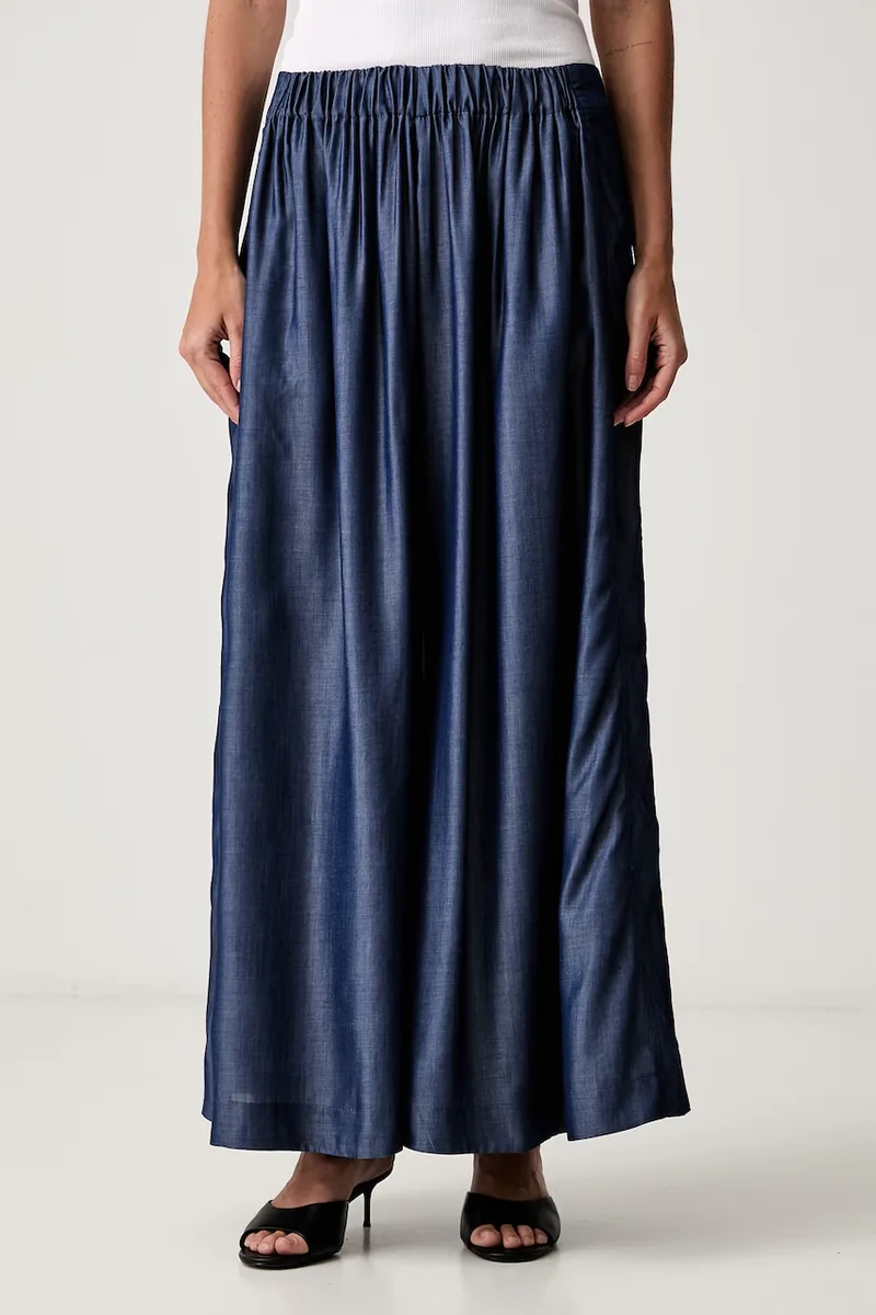 BOSS παντελόνι wide leg γυναικείο από lyocell Talini