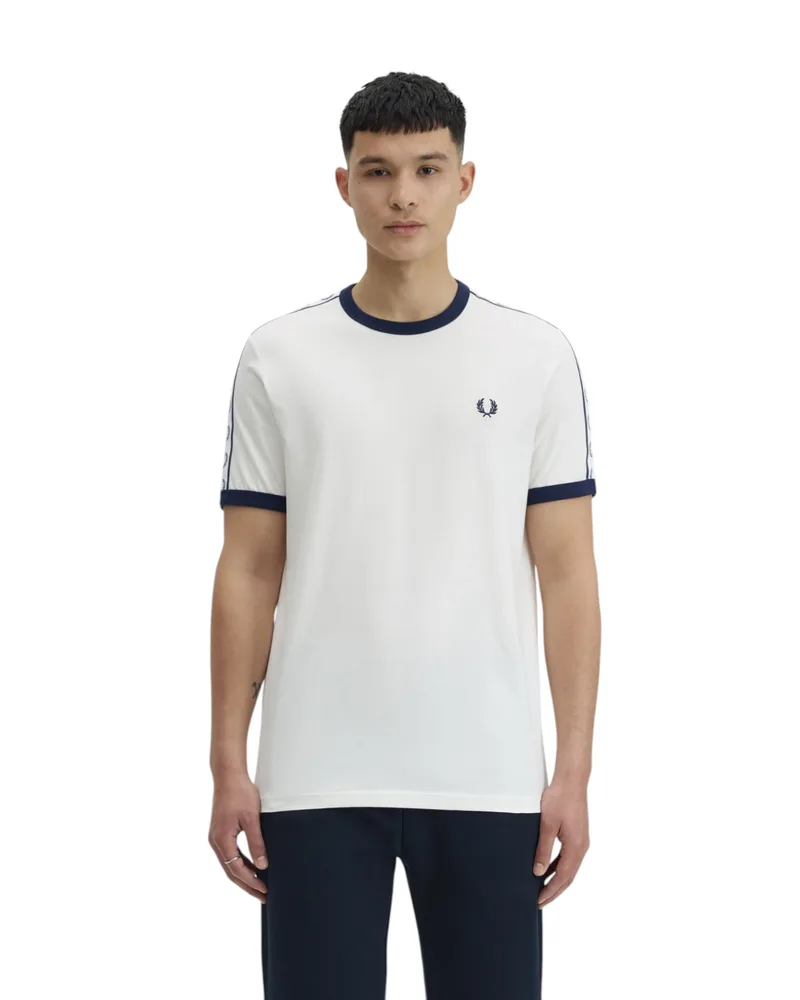 Fred Perry Ανδρικό T-Shirt Taped Ringer T-Shirt M4620-129 Άσπρο