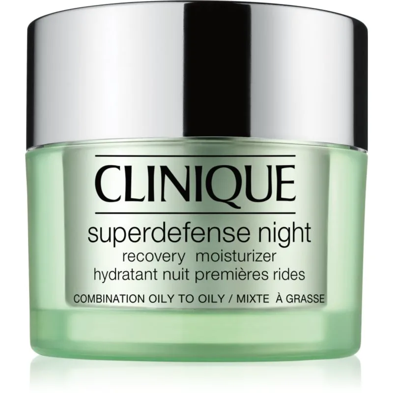 Clinique Superdefense™ Night Recovery Moisturizer ενυδατική αντιρυτιδική κρέμα νύχτας για μικτή και λιπαρή επιδερμίδα 50 ml