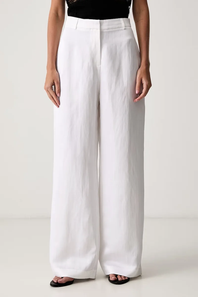Le Privé παντελόνι κανονικό γυναικείο με λινό FRANCOISE TROUSERS BLANC