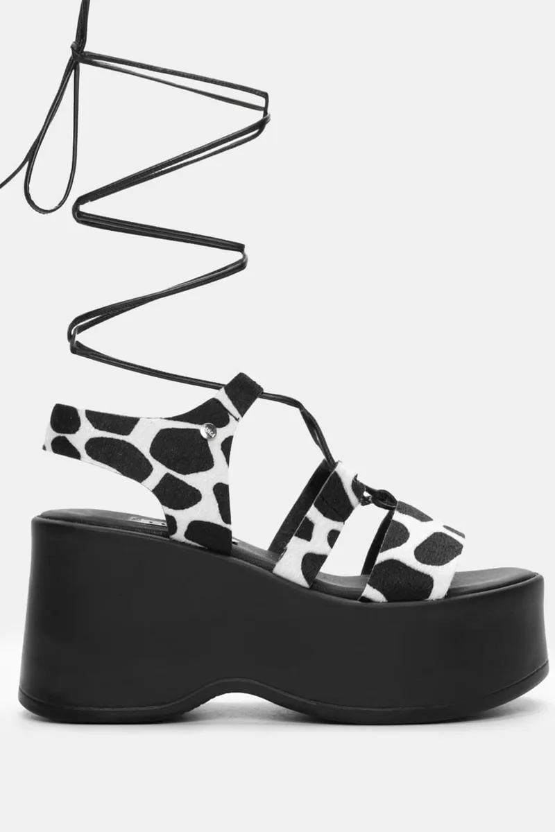 LUIGI DESIGN - Πλατφόρμες Lace Up - Άσπρο+Μαύρο