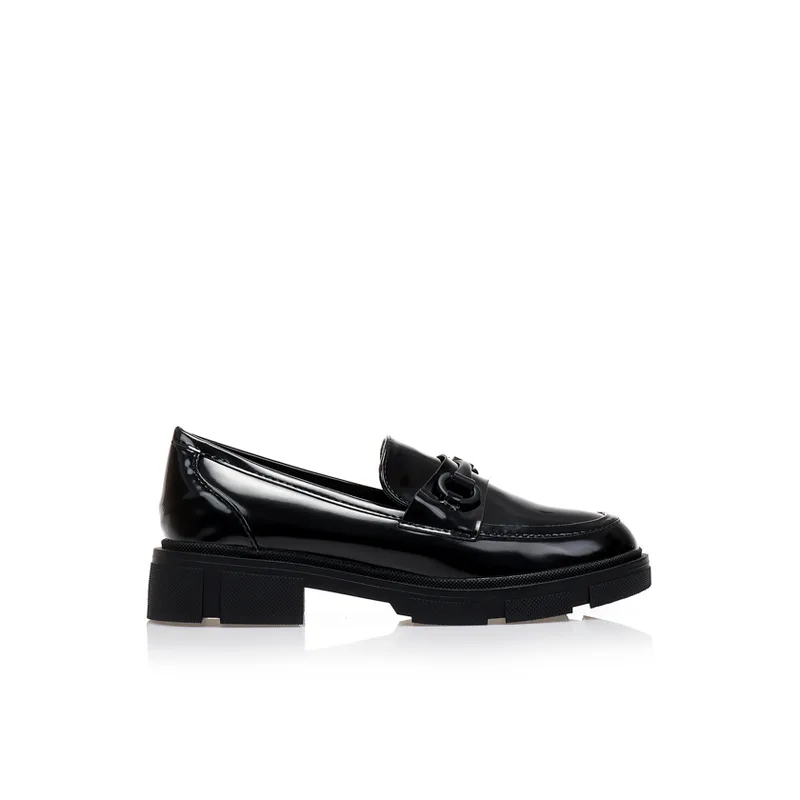 Oxfords μαύρα λουστρίνι με αγκράφα ΜΑΥΡΟ
