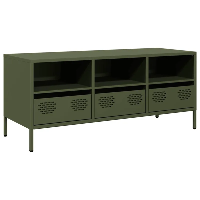 vidaXL Έπιπλο Τηλεόρασης Λαδί 101,5x39x43,5 εκ. Ατσάλι Ψυχρής Έλασης