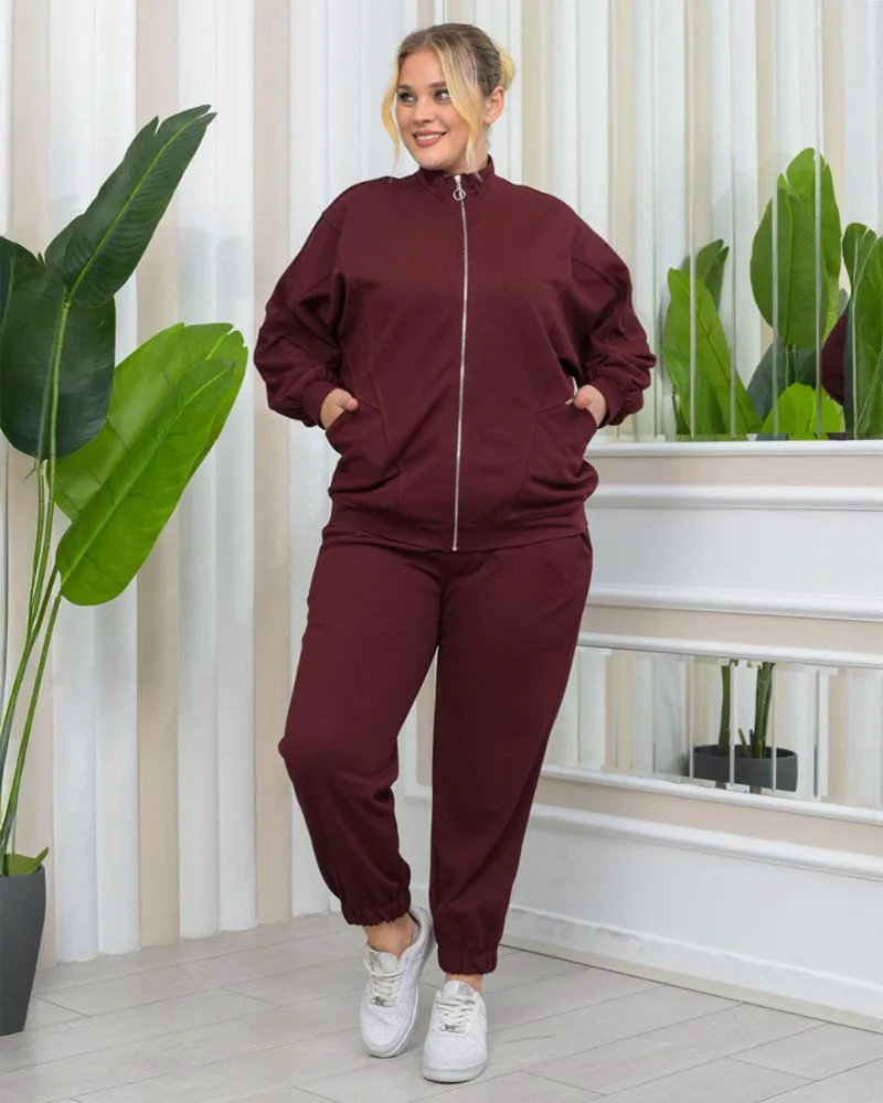 SINDY γυναικείο παντελόνι φόρμαs μπορντό (BIGSIZE)
