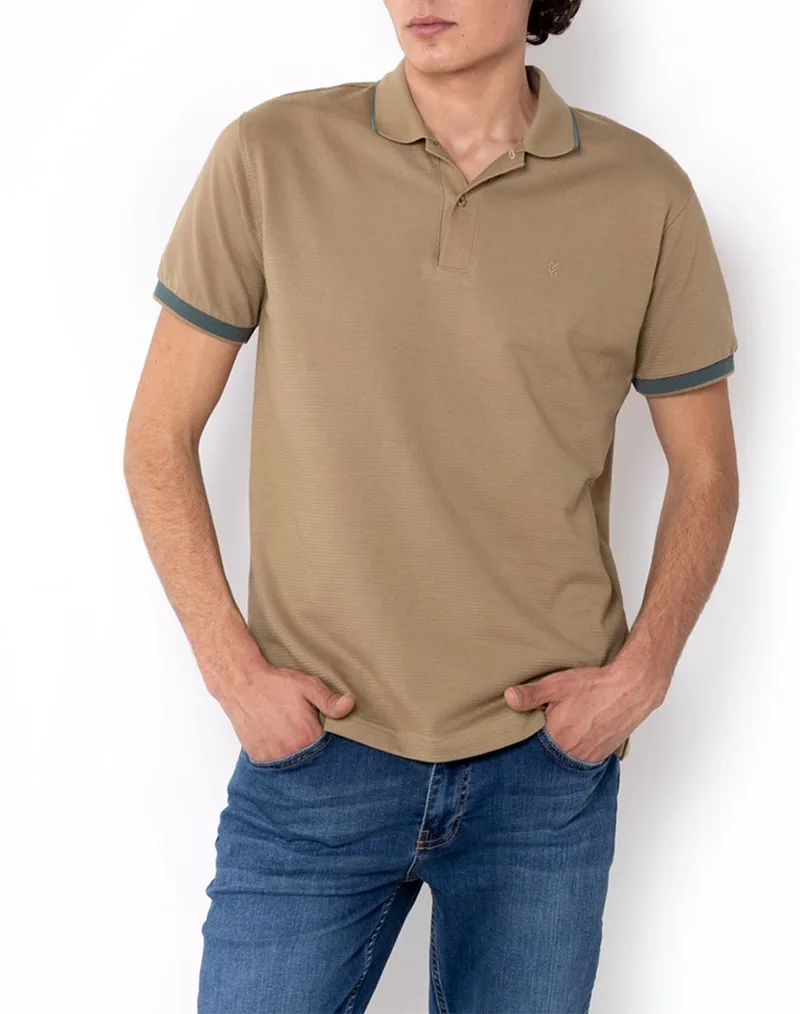 THE BOSTONIANS ΜΠΛΟΥΖΑ POLO PIQUE WAFFLE REGULAR FIT 3PS1301-DARK Biege