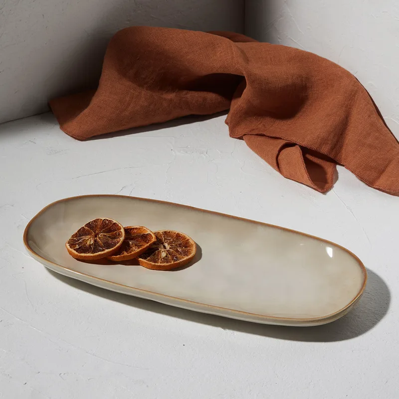 Πιατέλα Οβάλ Stoneware Ivory 31,3x15x2,7εκ. Vignette Estia 07-24321 (Σετ 2 Τεμάχια) (Χρώμα: Ιβουάρ, Υλικό: Stoneware) - estia - 07-24321