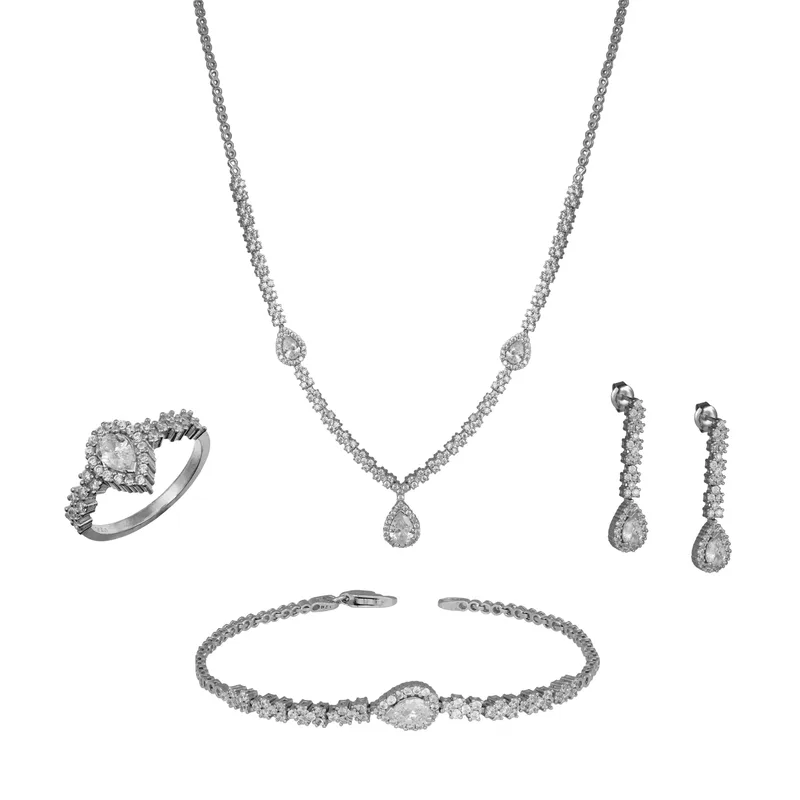 Σετ κοσμημάτων με ροζέτες δάκρυ 925 SET052249 SET052249 Ασήμι