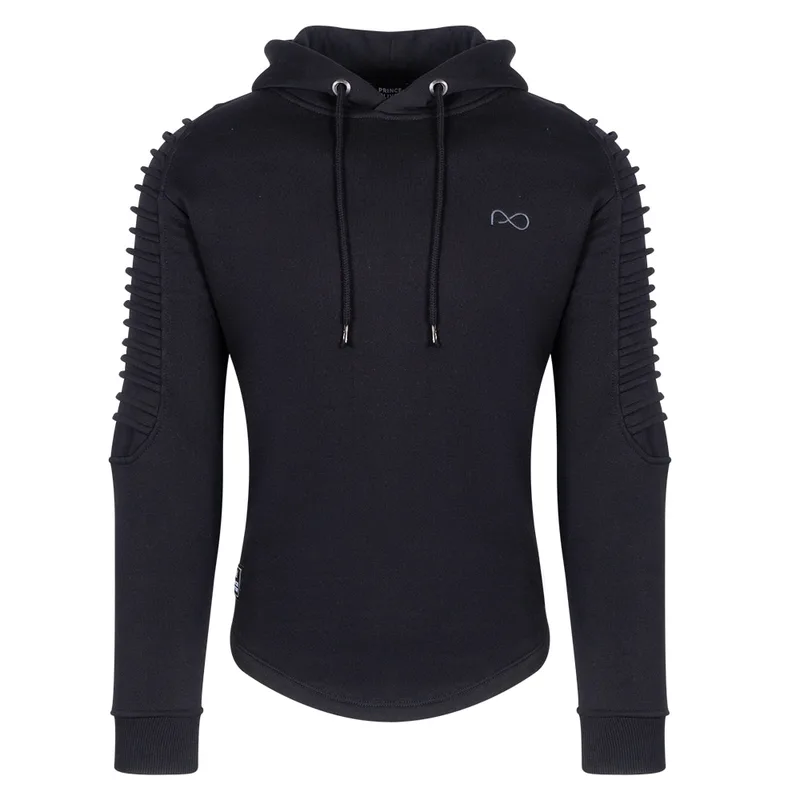 Fashion Φούτερ με Νερβίρ Μαύρο με Κουκούλα (Slim Fit)