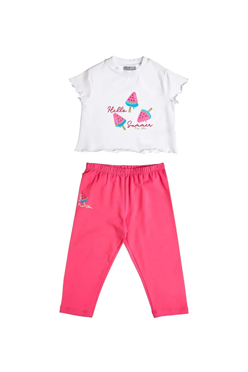 Alouette παιδικό σετ crop top και κολάν "Five Star" (2 τεμάχια) - 00270769 Λευκό