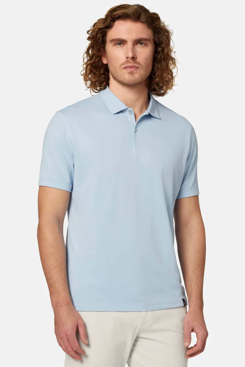 Boggi Milano ανδρική πόλο μπλούζα πικέ Regular Fit - BO24P031606 Μπλε Ανοιχτό