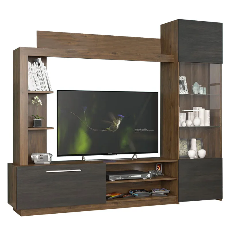 Σύνθετο σαλονιού June pakoworld καρυδί-wenge 204x35x177εκ - PAKO WORLD - 173-000020