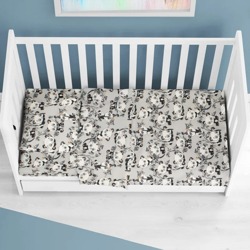 Φανελένιο Σεντόνι Λίκνου 80x110 Dimcol Panda Bear 96 Grey 80x110