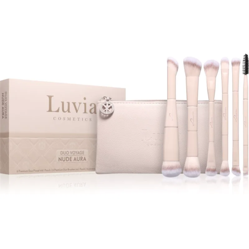Luvia Cosmetics Duo Voyage σετ με πινέλα με θήκη Nude Aura