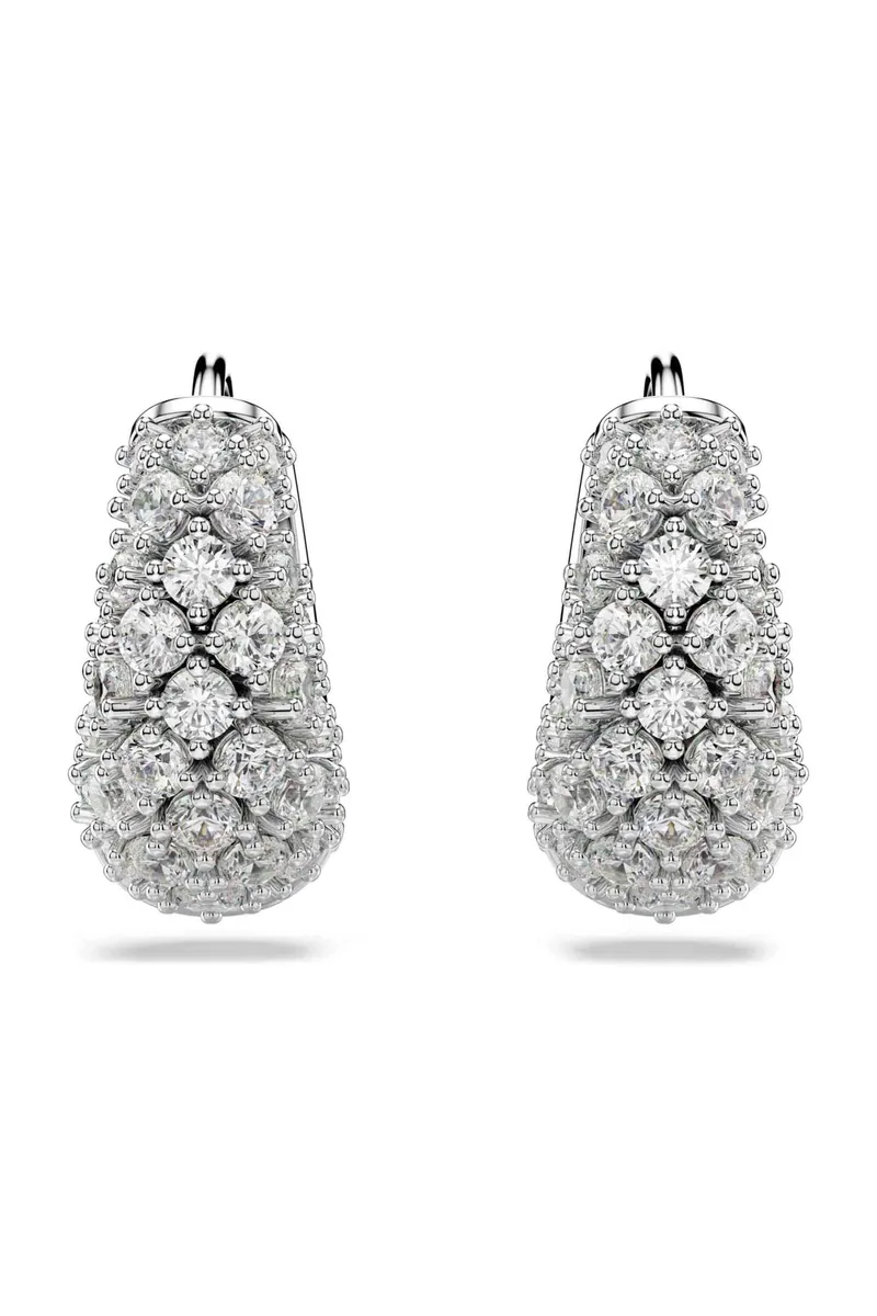 Swarovski γυναικεία σκουλαρίκια λευκά, επιμετάλλωση ροδίου "Sublima" - 5732282
