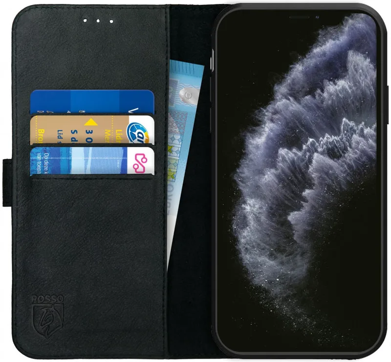 Κόκκινο Deluxe Δερμάτινη Θήκη Πορτοφόλι Apple iPhone 11 Pro Max - Black (8719246206085)