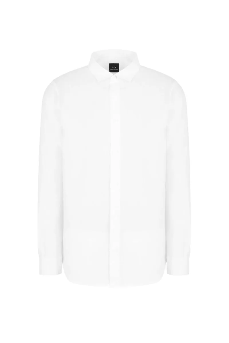 Armani Exchange ανδρικό λινό πουκάμισο μονόχρωμο - XM001221AF14619 Λευκό