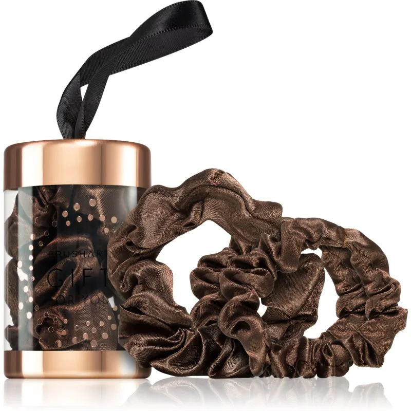 BrushArt Gift for You Slim & Midi satin scrunchie set λαστιχάκια για τα μαλλιά Chocolate brown 3 τμχ
