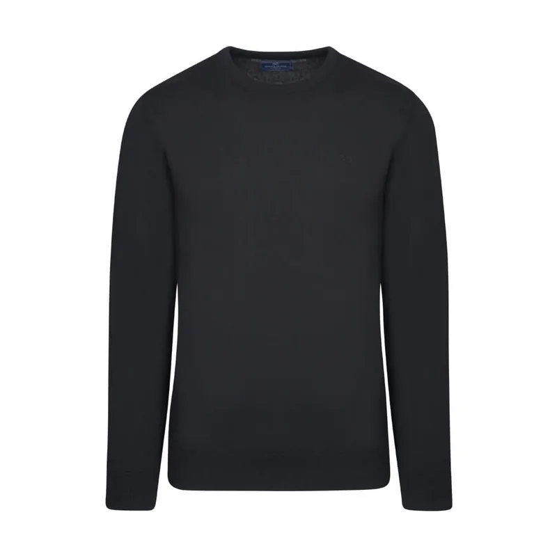 Logo-Embroidered Πλεκτή Μπλούζα Μαύρη in Cotton (Modern Fit) New Arrival