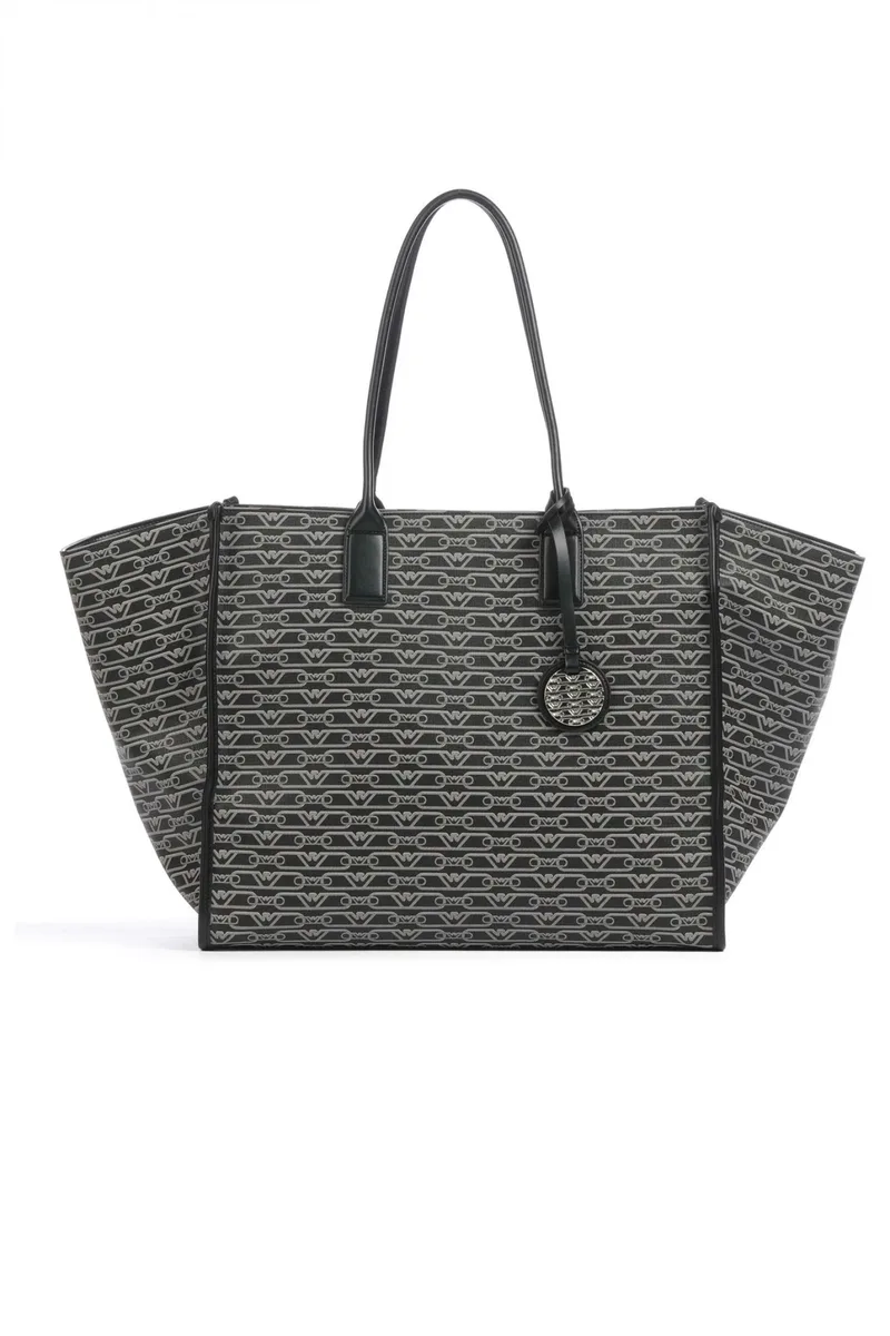 EMPORIO ARMANI ΤΣΑΝΤΑ SHOPPING BAG LARGE LOGO ΚΑΦΕ / ΜΑΥΡΟ