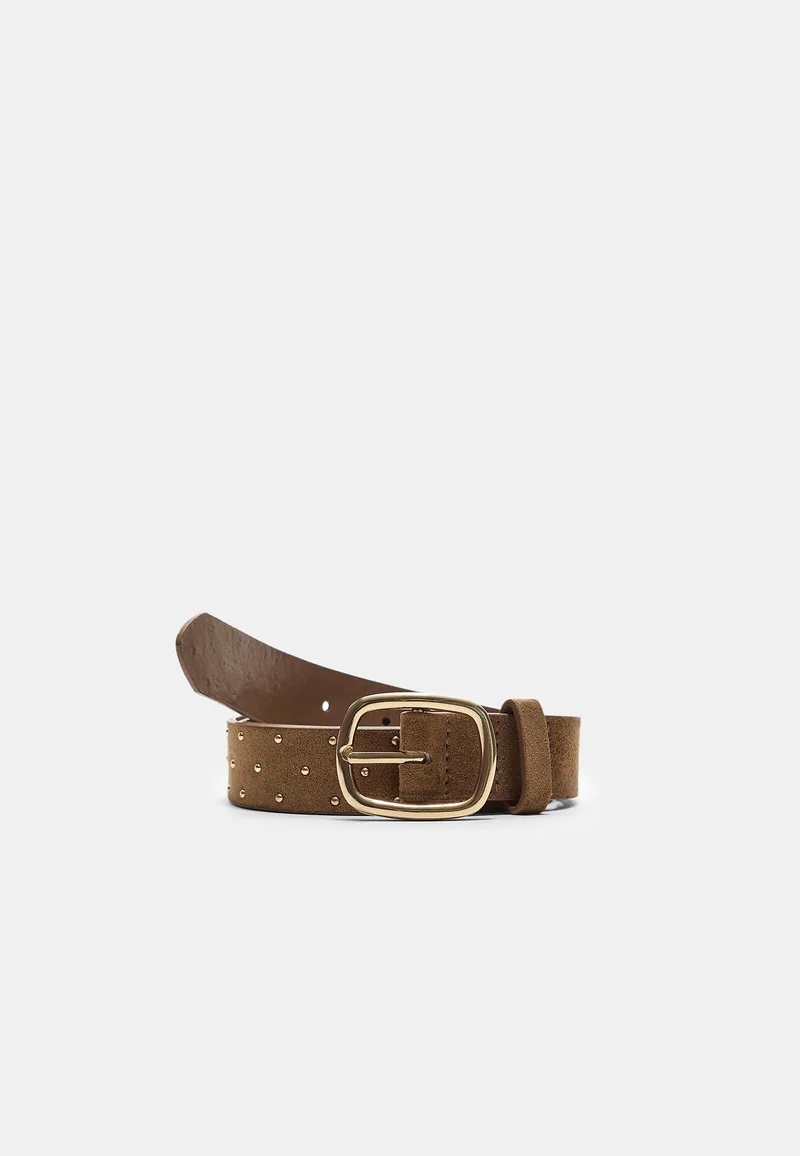 Stradivarius Ζώνη Με Χρυσά Τρουκς Μπεζ 70