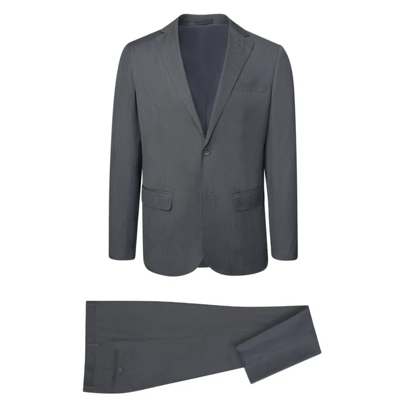 Prince Oliver Κοστούμι Ριγέ Γκρι Σκούρο (Modern Fit)