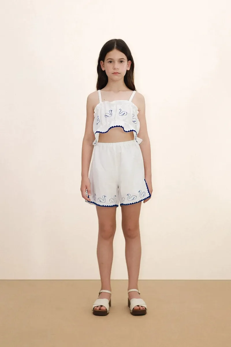 Παιδικό μπλουζάκι με λινό Tinycottons SWANS BOWS LINEN TOP