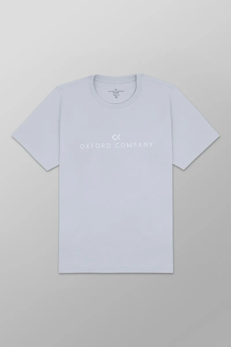 Oxford Company ανδρικό T-shirt μονόχρωμο με κεντημένο λογότυπο Regular Fit - K501-MZ20.12 Γκρι Ανοιχτό