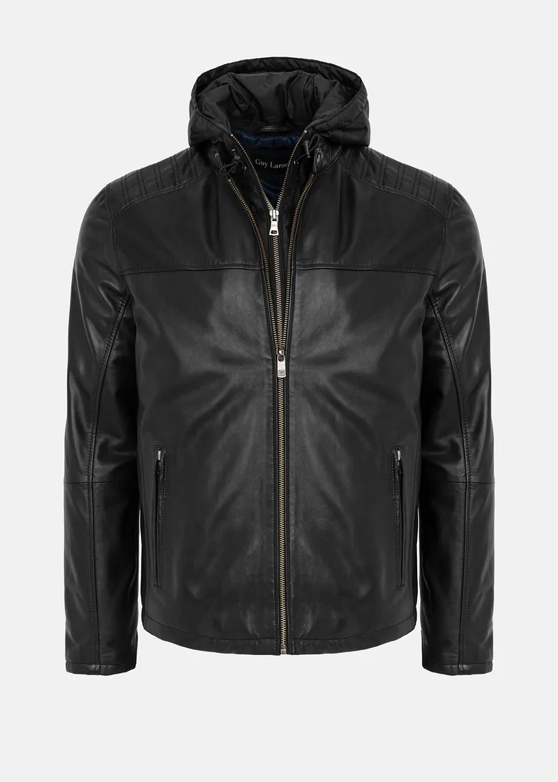 Guy Laroche Δερμάτινο Jacket της σειράς Racer - 755 Black