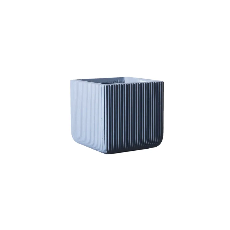 Supergreens Γλάστρα Πήλινη Τετράγωνη ''Stripe'' Μπλε M 31x31x28 εκ.