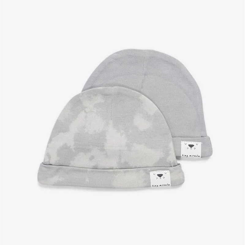 Σετ 2τμχ Σκουφάκι Βαμβακερό 0-3 Μηνών Newborn Hats Marble Minene 221300049100M (Ύφασμα: Βαμβάκι 100%, Χρώμα: Γκρι) - Minene - 221300049100M