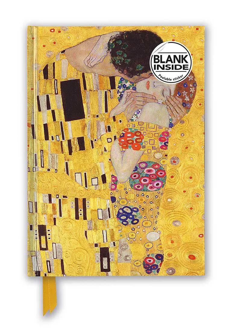 Σημειωματάριο A5 με λευκές σελίδες Flame Tree Foiled Blank: Gustav Klimt - The Kiss