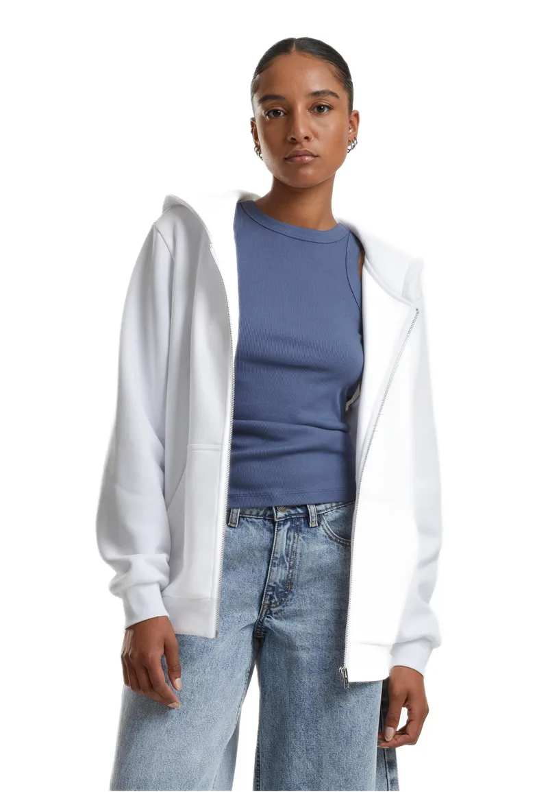 Γυναικεία Ζακέτα με Κουκούλα Fluffy Zip Hoody TB7286 Urban Classics White