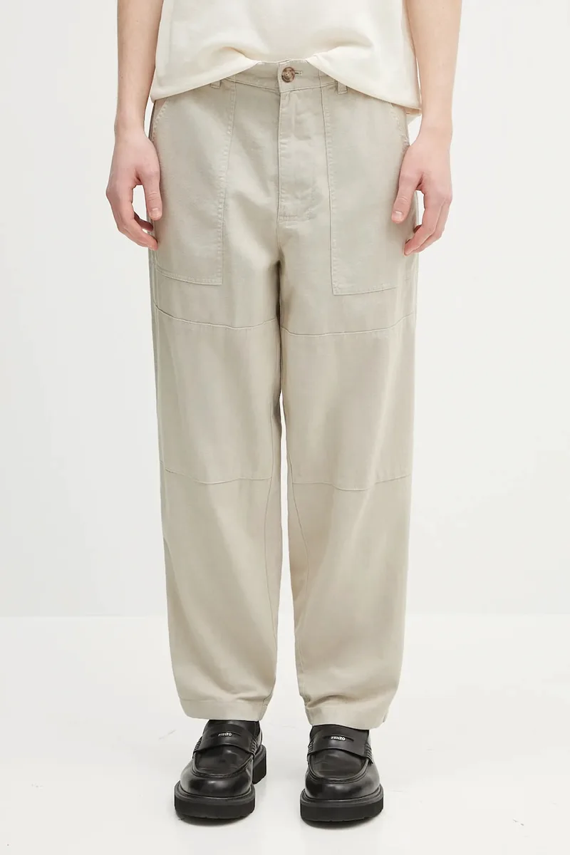 Λινό παντελόνι Barbour Barbour Natural Linen Blend Trouser