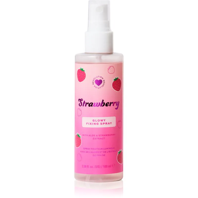 I Heart Revolution Strawberry Glow Fixing Spray λαμπρυντικό σπρέι φιξαρίσματος απόχρωση Strawberry 100 ml