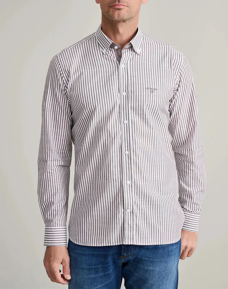 NAVY&GREEN ΠΟΥΚΑΜΙΣΟ COMFORT FIT 24NG.BX235/1B.1-PASTEL BROWN/WHITE SandyBrown