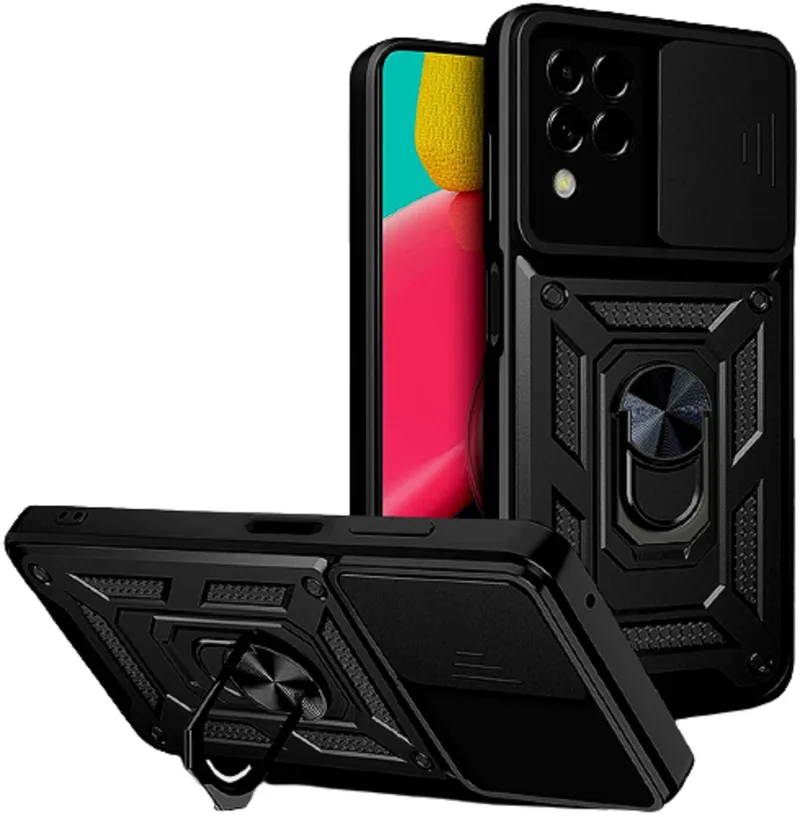Bodycell Armor Slide - Ανθεκτική Θήκη Samsung Galaxy M33 με Κάλυμμα για την Κάμερα & Μεταλλικό Ring Holder - Black (5206015010712)