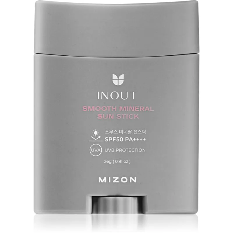 Mizon Inout Smooth Mineral Sun Stick μεταλλική προστατευτική κρέμα για πρόσωπο και ευαίσθητες περιοχές σε στικ SPF 50+ 26 γρ