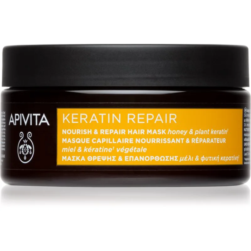 Apivita Keratin Repair Nourish Repair Hair Mask Αναπληρωτική μάσκα για κατεστραμμένα μαλλιά με κερατίνη 200 ml